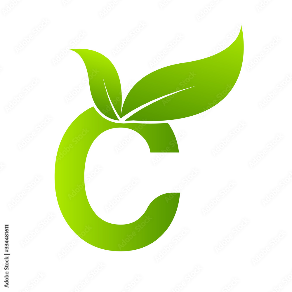 Letter C with leaf element, Ecology concept Letter C with leaf element, Ecology concept