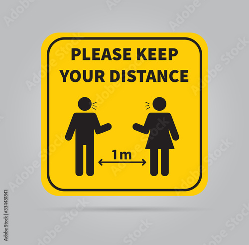Social distancing. Space between people to avoid spreading COVID-19 Virus. Keep the 1 meter distance. Vector illustration