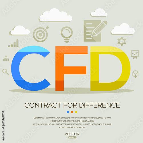  CFD mean (contract for difference) ,letters and icons,Vector illustration.