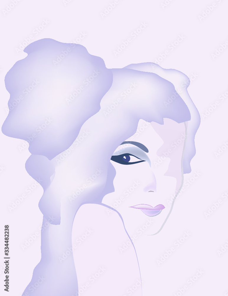 Purple tones are featured in a minimalist fashion and beauty illustration.