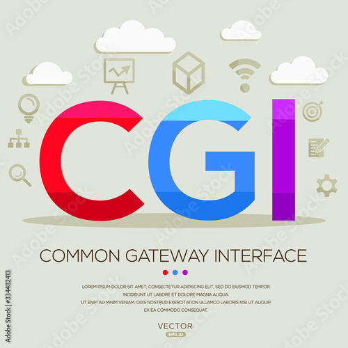  CGI mean (common gateway interface) ,letters and icons,Vector illustration.