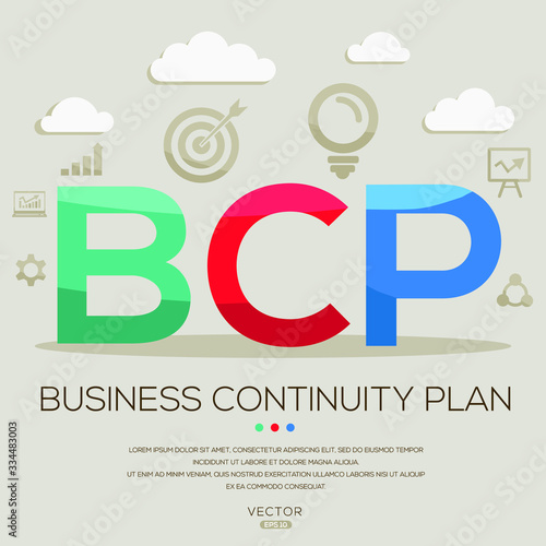  BCP mean (business continuity Plan) ,letters and icons,Vector illustration.