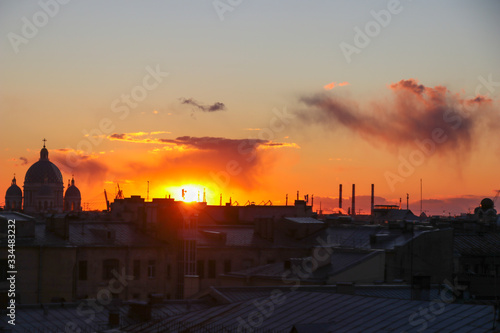 Urban landscape. Sunset in Saint Petersburg. Russia.