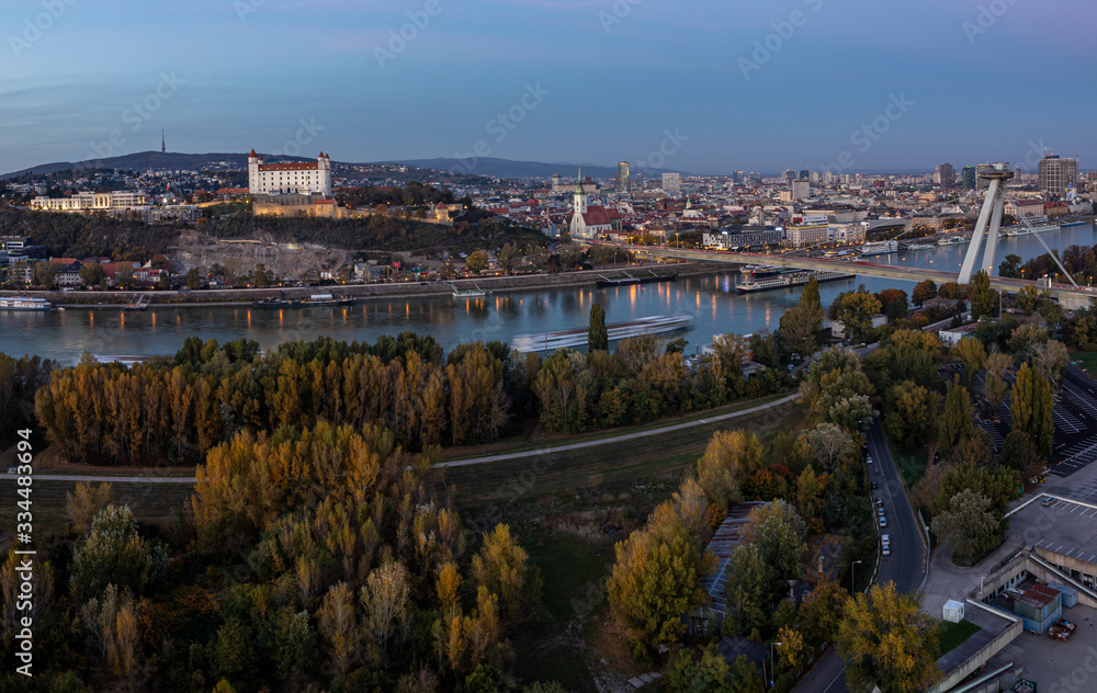 panorama of Bratislava, Slovakia from Incheba hotel roof