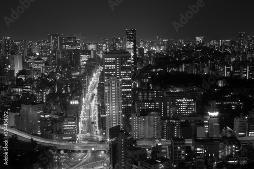 tokyo at night black and white monochrome