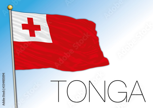 Tonga official national flag, oceania, vector illustration