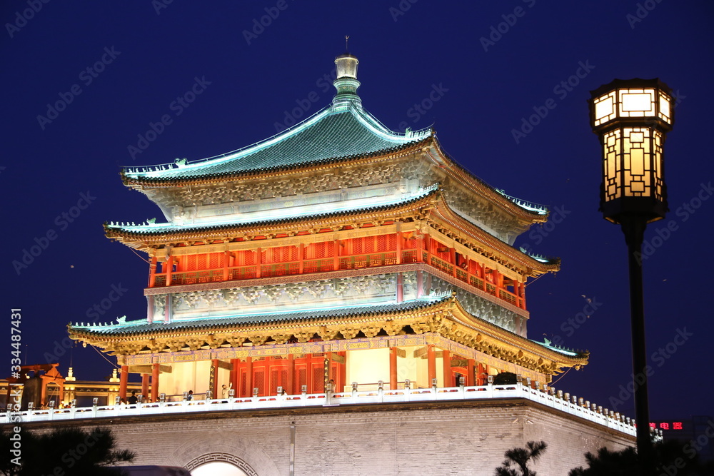 Xian Drum Tower at night