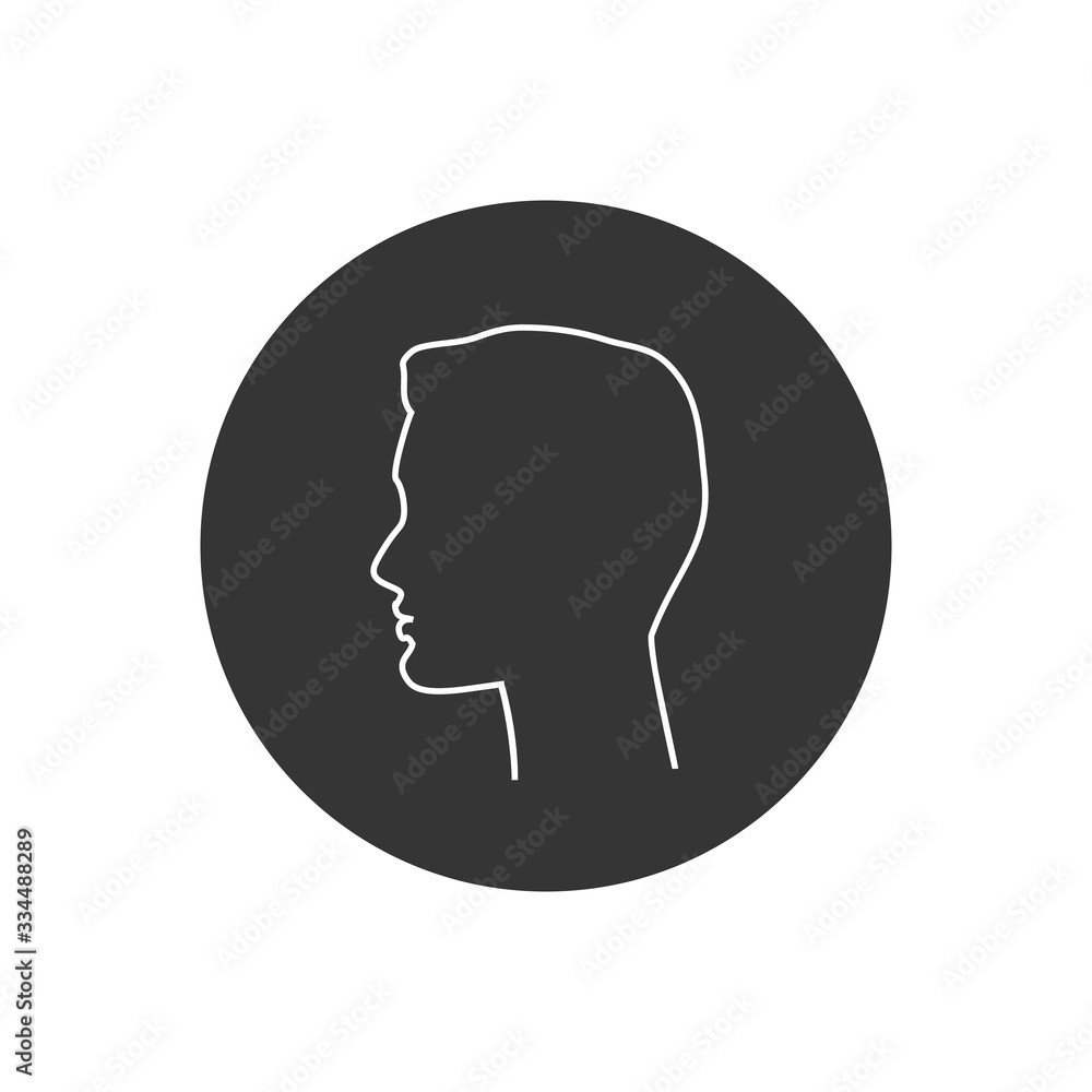Man head silhouette line icon. Vector illustration in modern flat