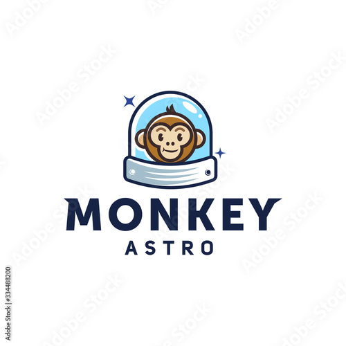 monkey astronaut ,space ape cartoon logo with helmet or spacesuit in trendy vector line linear modern illustration