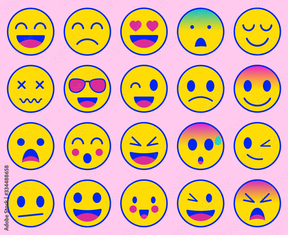 Emoji icons set. Emoticon for messenger, social media, web. Flat design. Vector Emoji icons set. Emoticon for messenger, social media, web. Flat design. Vector