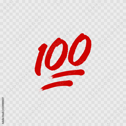 100 percent emoji. One hundred percent sign. Vector photo