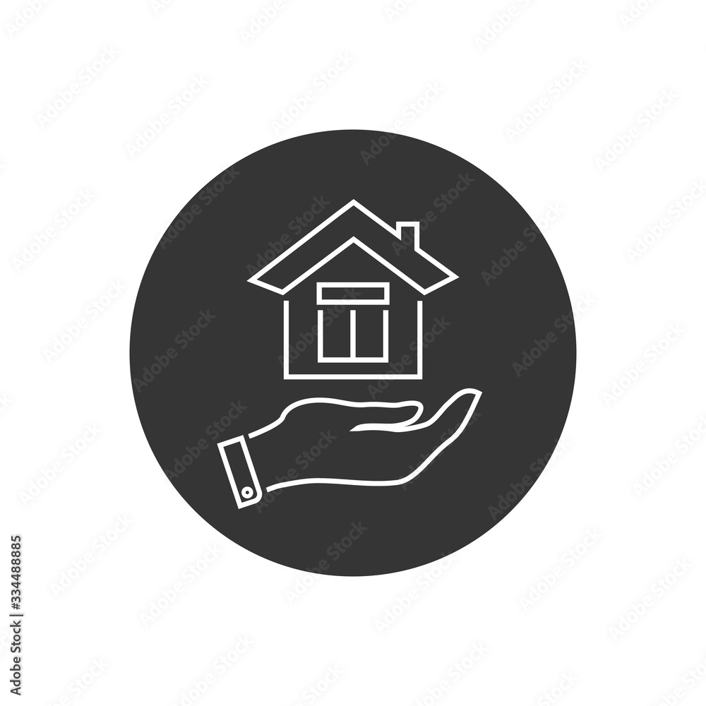 Save house line icon. Vector illustration in modern flat Save house line icon. Vector illustration in modern flat