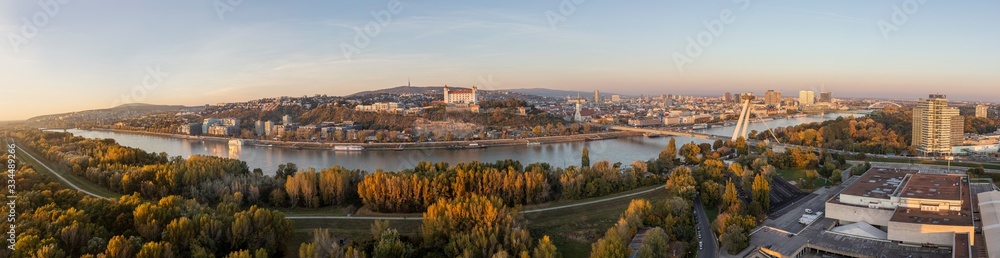 panorama of Bratislava, Slovakia and Danube river from Incheba hotel