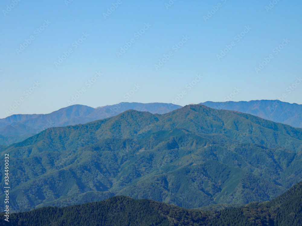 Range of green mountains in Japan