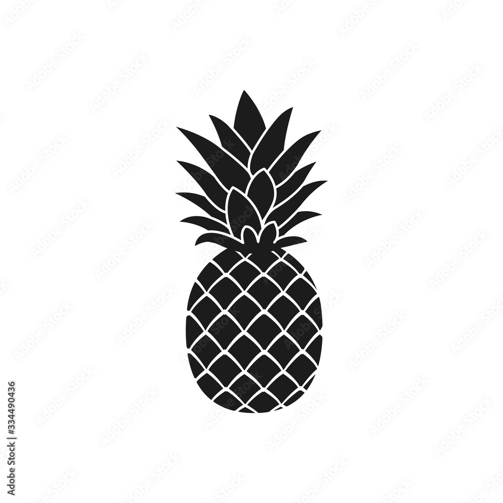Pineapple silhouette icon. Isolated on white. Black Pineapple. Vector Pineapple silhouette icon. Isolated on white. Black Pineapple. Vector
