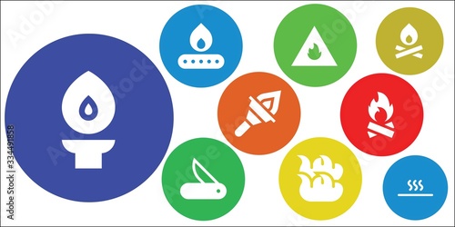 Modern Simple Set of flaming Vector filled Icons