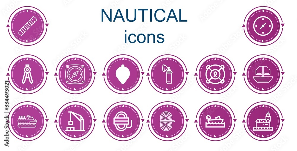 Editable 14 nautical icons for web and mobile