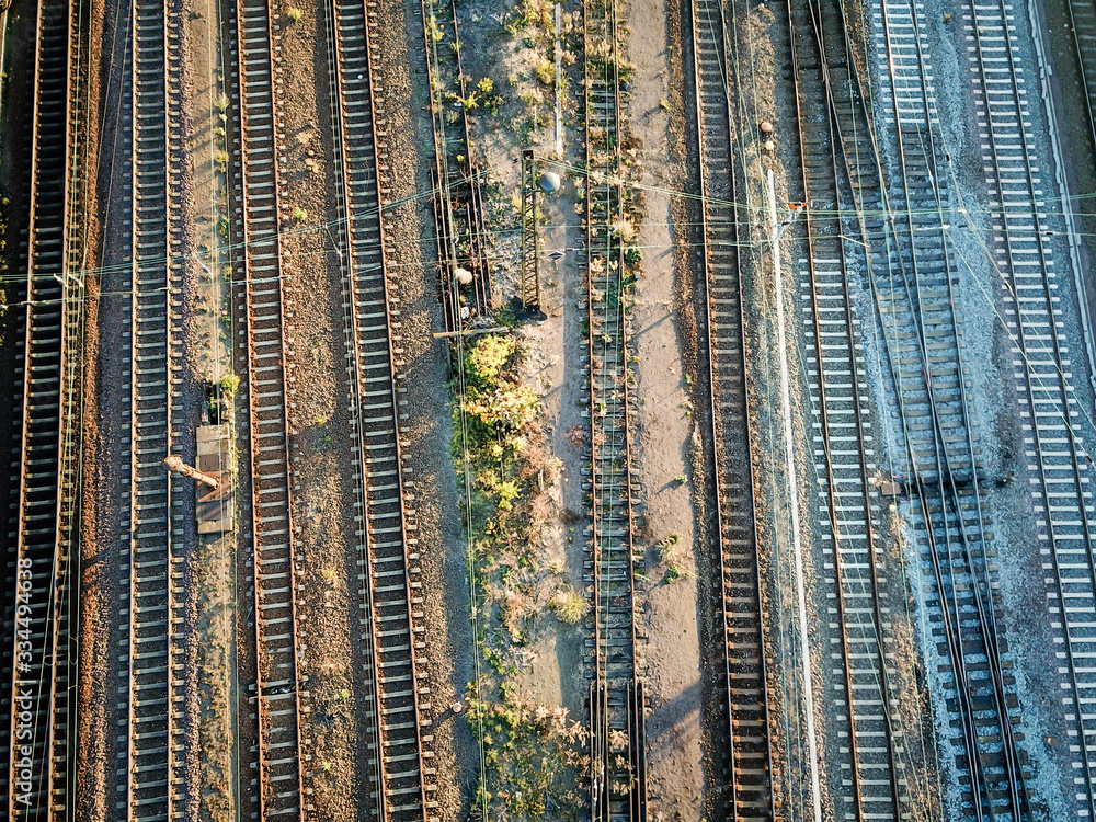 Schienen, Signale, Detailansichten von Eisenbahnanlagen in Köthen