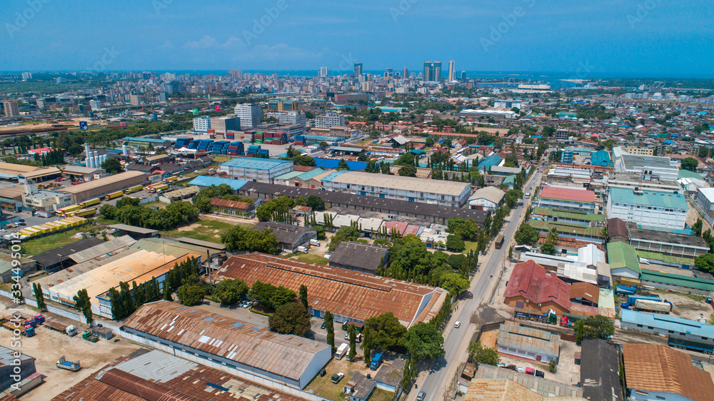 aerial view of the industrial area in Dar es salaam.