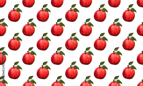 Hand drawn bright watercolor fruit seamless pattern. Food illustration with lemon, banana, avocado, peach