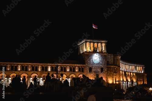 Government of the Republic of Armenia in night in Republic Square Yerevan