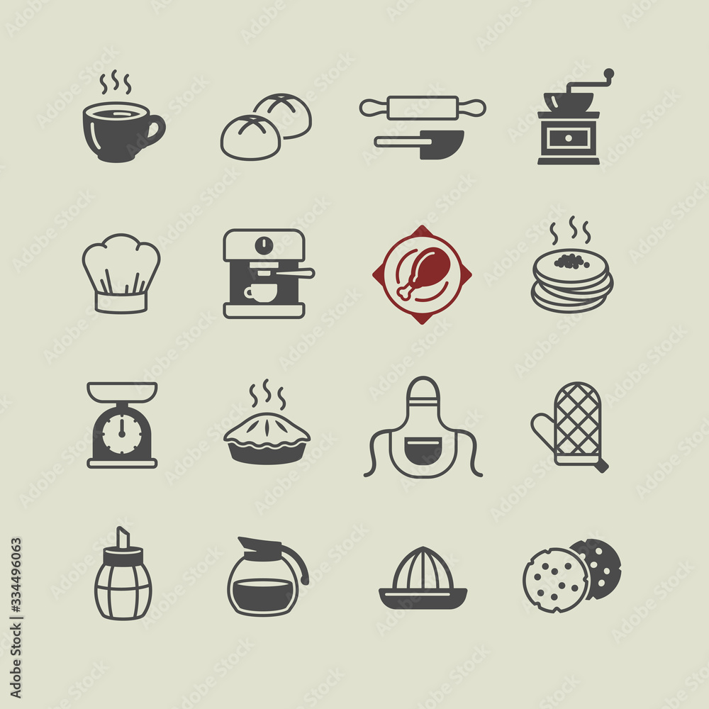 Kitchen and food icon set