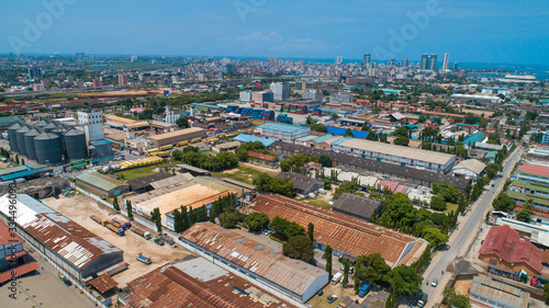 Fototapeta Naklejka Na Ścianę i Meble -  aerial view of the industrial area in Dar es salaam.