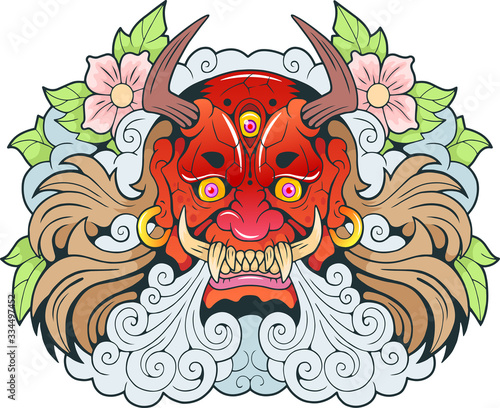 legendary mythological ancient japanese demon Oni, design, illustration