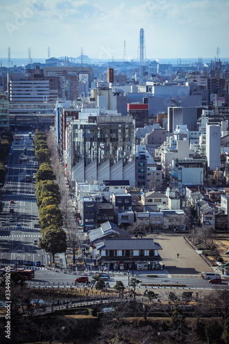 Panoramic View to the Himeji City from the Castle Hills, Japan