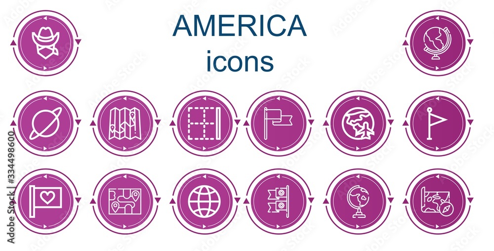 Editable 14 america icons for web and mobile Editable 14 america icons for web and mobile