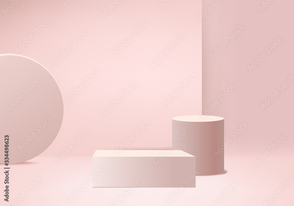 Background vector 3d pink rendering with podium and minimal pink wall scene, minimal abstract background 3d rendering abstract geometric shape pink pastel color. Stage for awards on website in modern. Background vector 3d pink rendering with podium and minimal pink wall scene, minimal abstract background 3d rendering abstract geometric shape pink pastel color. Stage for awards on website in modern.