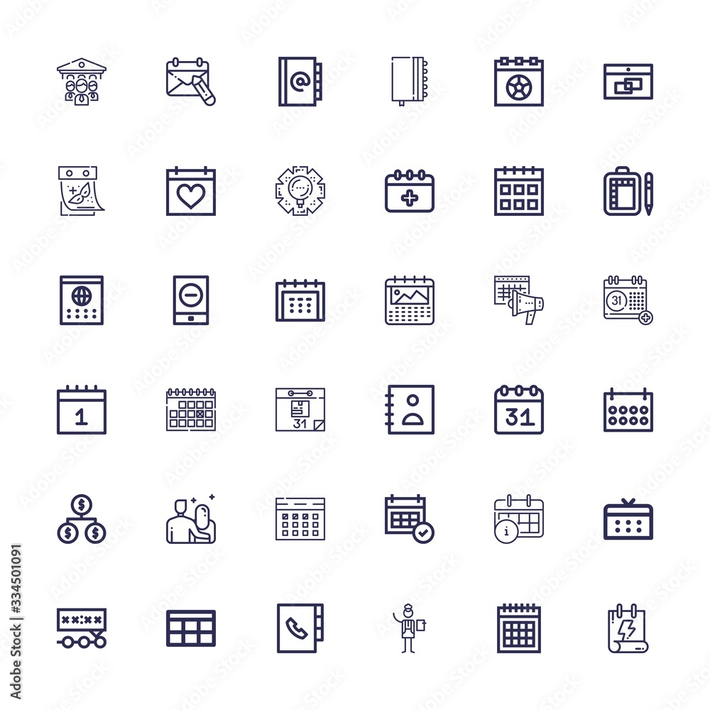 Editable 36 schedule icons for web and mobile Editable 36 schedule icons for web and mobile