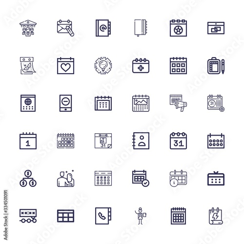 Editable 36 schedule icons for web and mobile