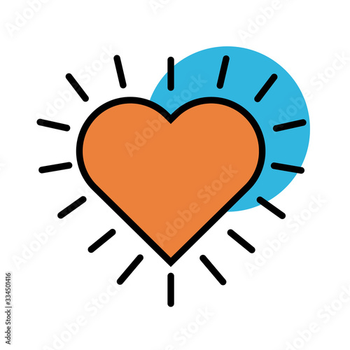 heart love line and fill style icon
