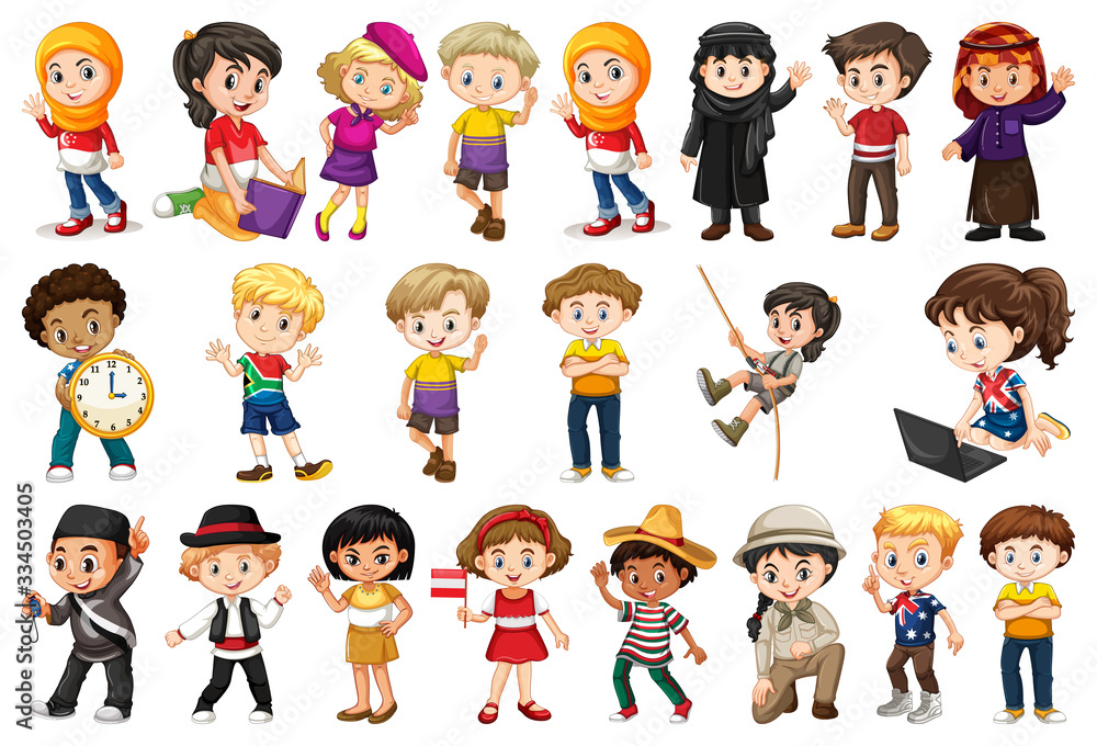 Large set of children doing different activities Large set of children doing different activities
