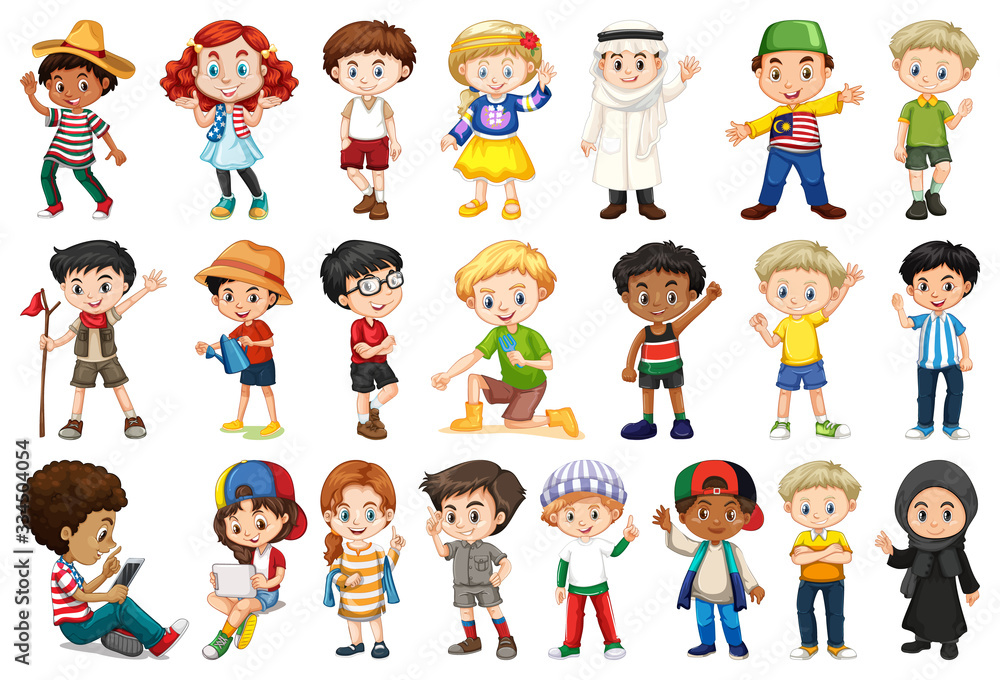 Large set of children doing different activities Large set of children doing different activities
