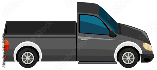 Black pick up truck on white background