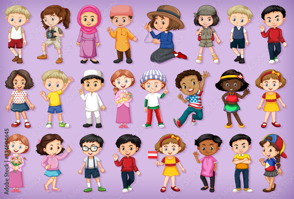 Large set of children doing different activities Large set of children doing different activities