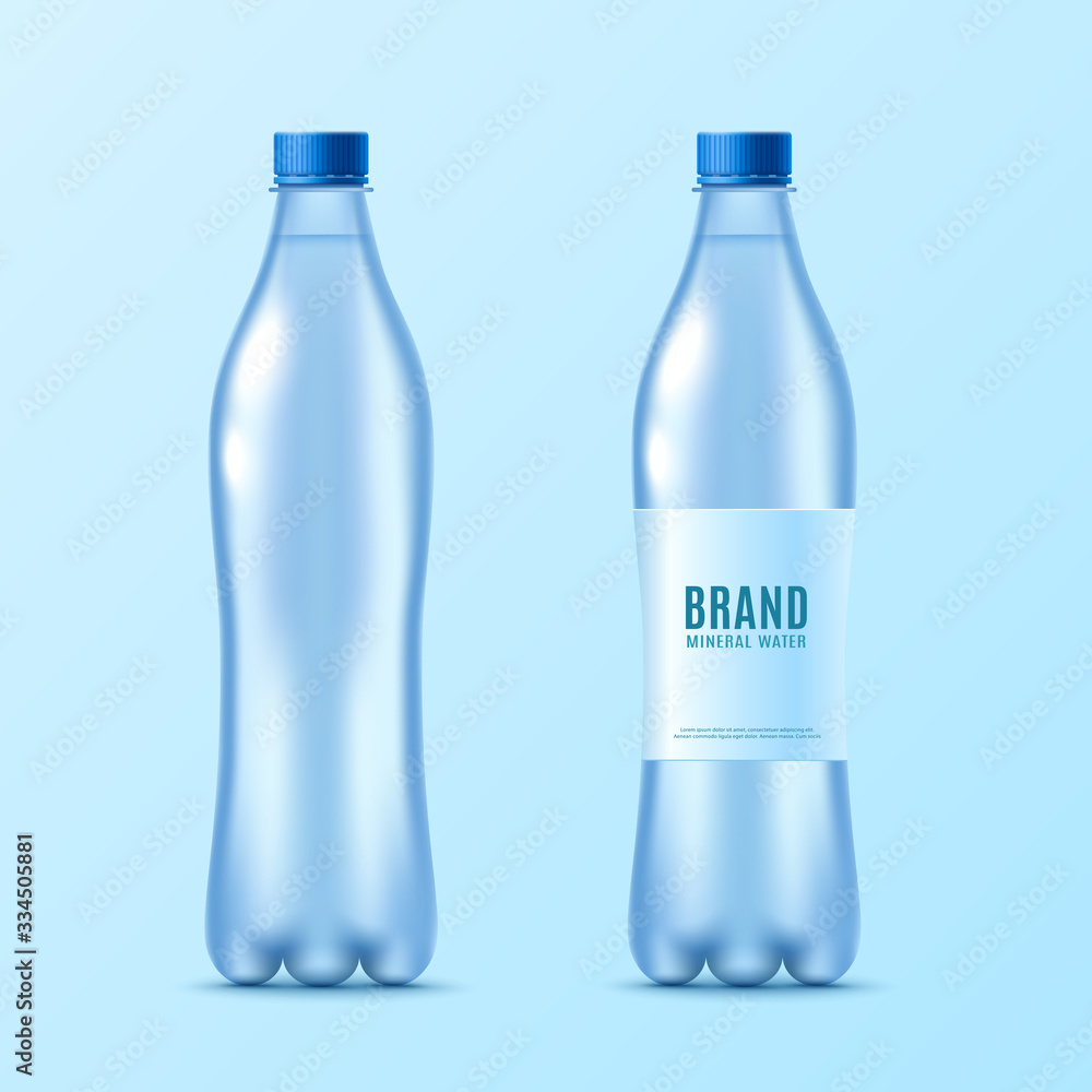 Mockups set of water bottle with label realistic vector illustration ...