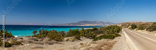 road view of the beach rhodos island greece 
