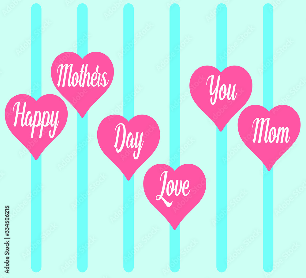 mothers day background.gift card vector. pink heart illustration.