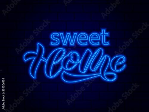 Vector stock illustration. Sweet home brush lettering for banner or poster