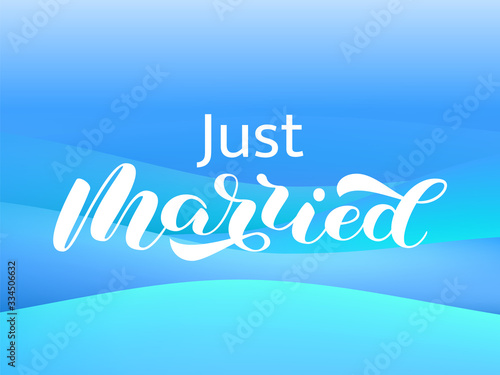 Just married brush lettering. Vector stock illustration for poster or banner