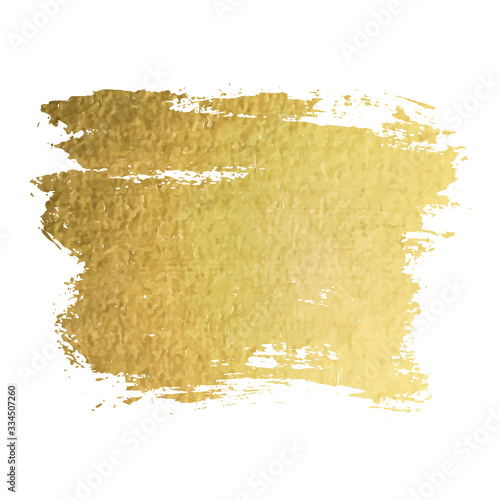 Gold paint smear stroke stain set. Abstract gold glittering textured art illustration. Vector