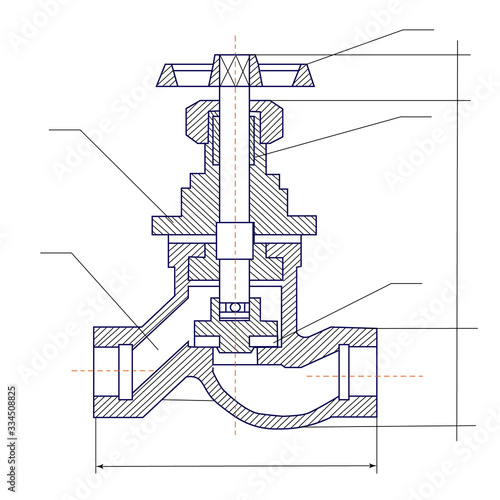 Schematic graphic illustration of a valve. Industrial tools and equipment