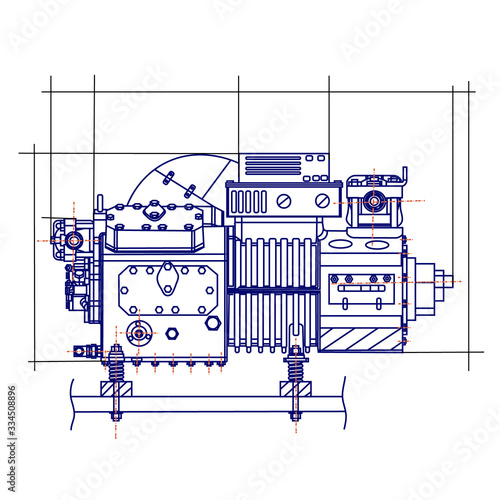 free drawing of the refrigerator unit. chiller unit.