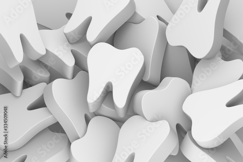 tooth stay on stack of teeth - dental cartoon 3d render flat style