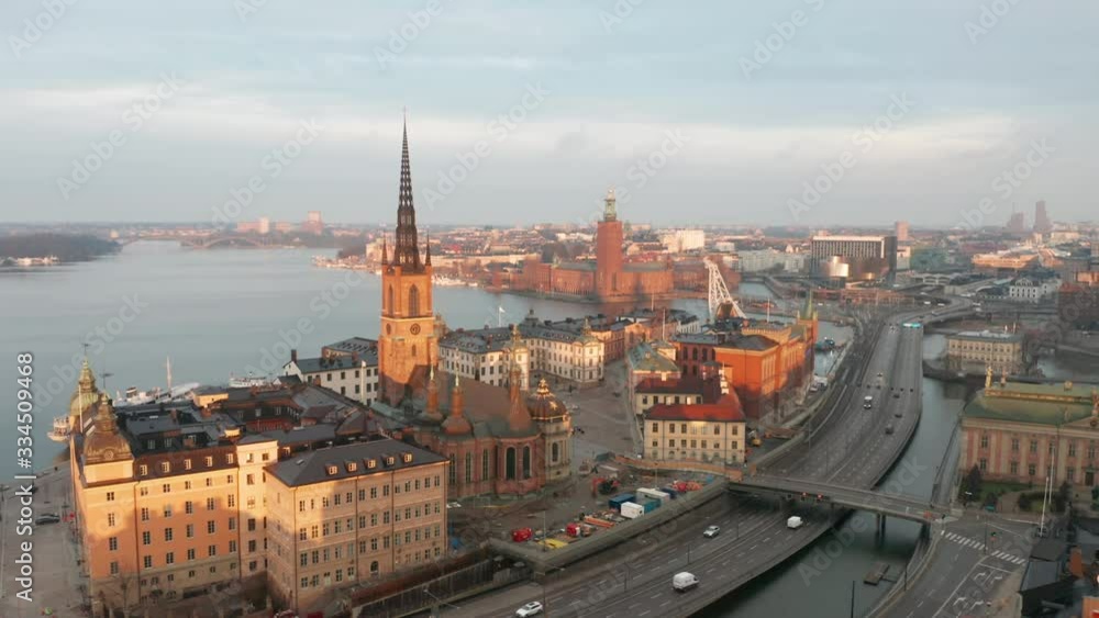 Aerial view of Stockholm in beautiful sunrise colors Aerial view of Stockholm in beautiful sunrise colors