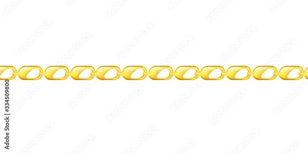 Seamless gold chain with diagonal cut links in straight line