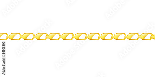 Seamless gold chain with diagonal cut links in straight line